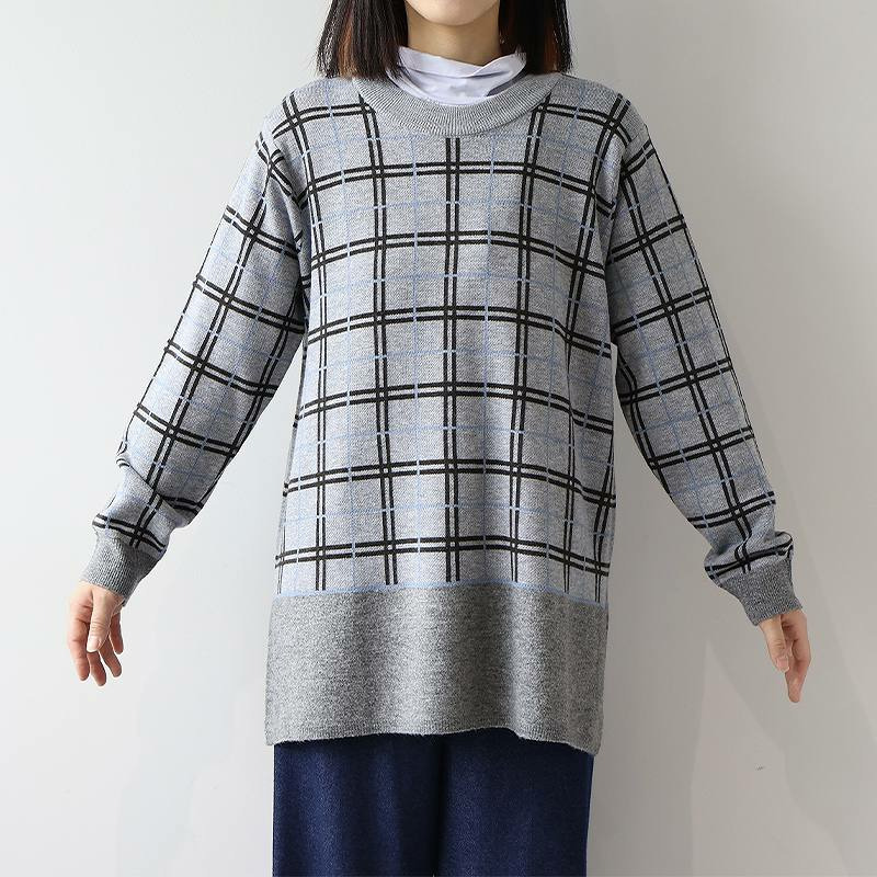 【WEB/一部店舗限定】 チェック切替えニットチュニック12