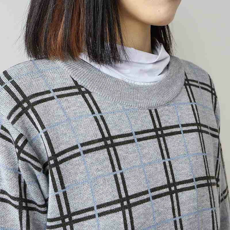 【WEB/一部店舗限定】 チェック切替えニットチュニック15