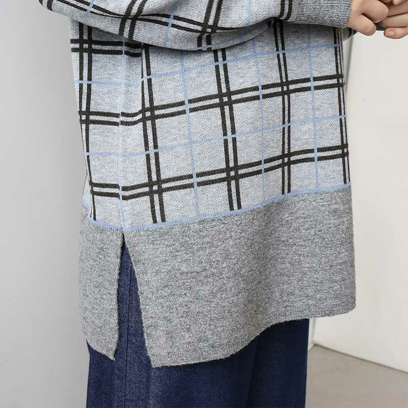 【WEB/一部店舗限定】 チェック切替えニットチュニック16