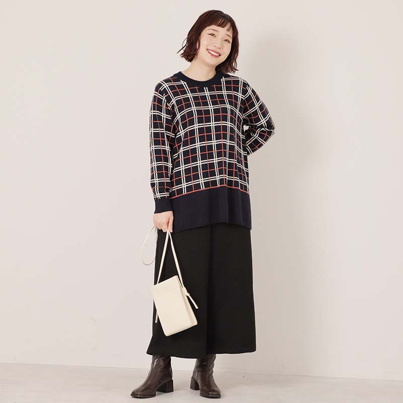 【WEB/一部店舗限定】 チェック切替えニットチュニック5