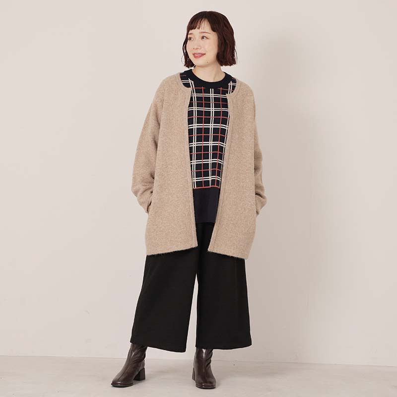 【WEB/一部店舗限定】 チェック切替えニットチュニック8