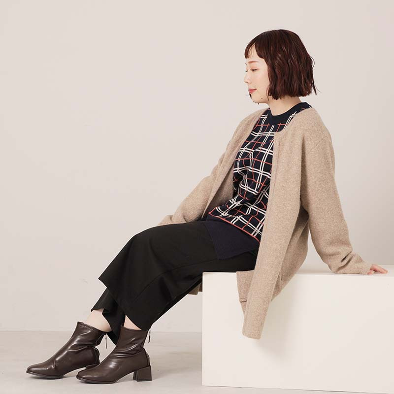 【WEB/一部店舗限定】 チェック切替えニットチュニック9