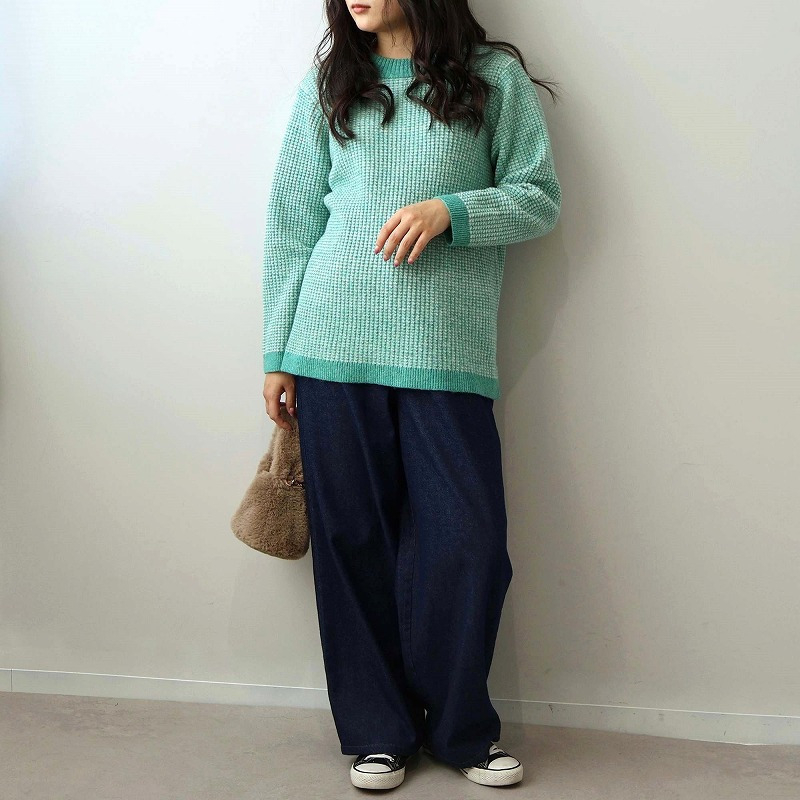 タック編みニットプルオーバー8