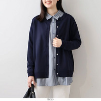 ふわ軽ニットラウンドネックカーディガン LL/3L/4L/5L MB mint breezeミントブリーズ