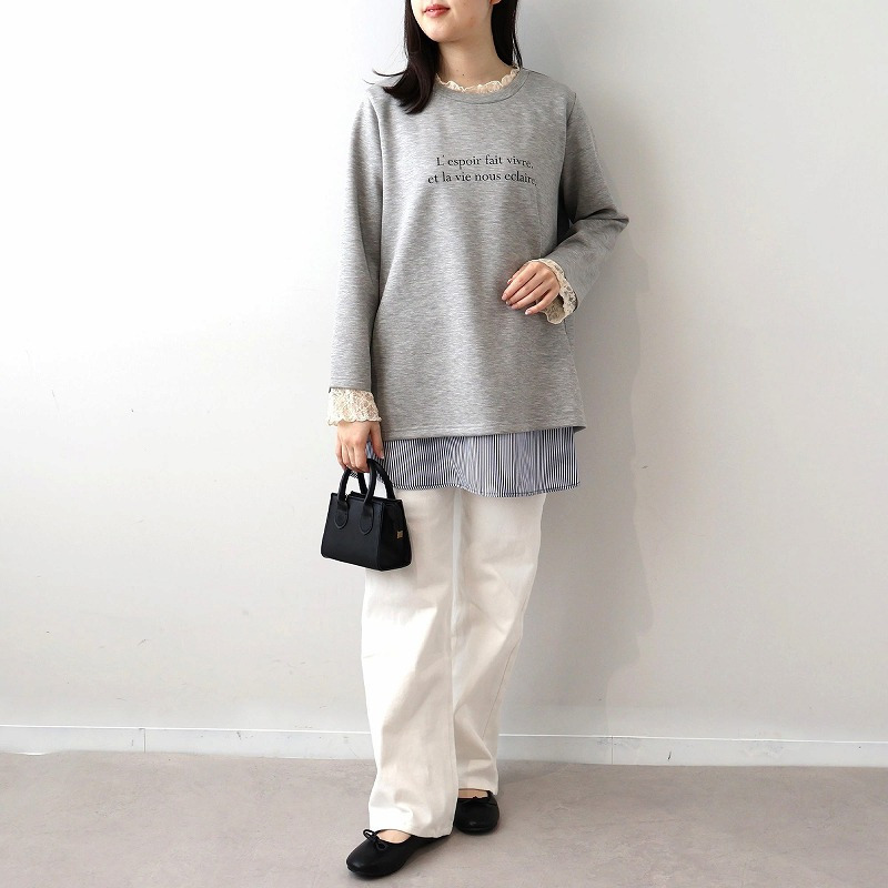 ふわもちニットレースレイヤードライクプルオーバーLL/3L/4L/5L MB mint breezeミントブリーズ4