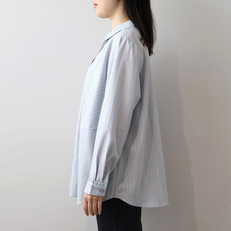 ソフトビエラストライプ切替えシャツ LL/3L/4L/5L MB mint breezeミントブリーズ10