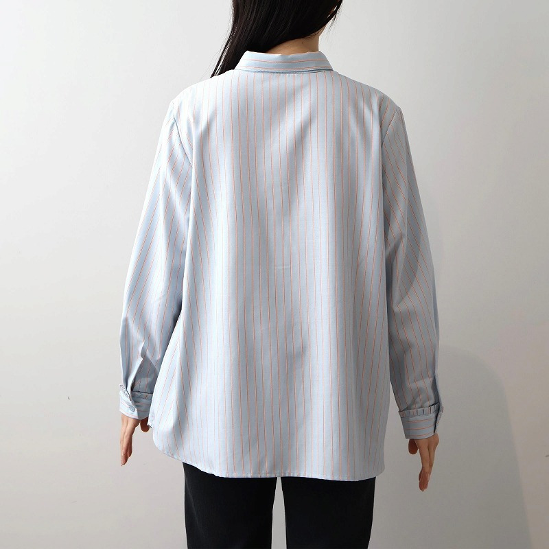 ソフトビエラストライプ切替えシャツ LL/3L/4L/5L MB mint breezeミントブリーズ11