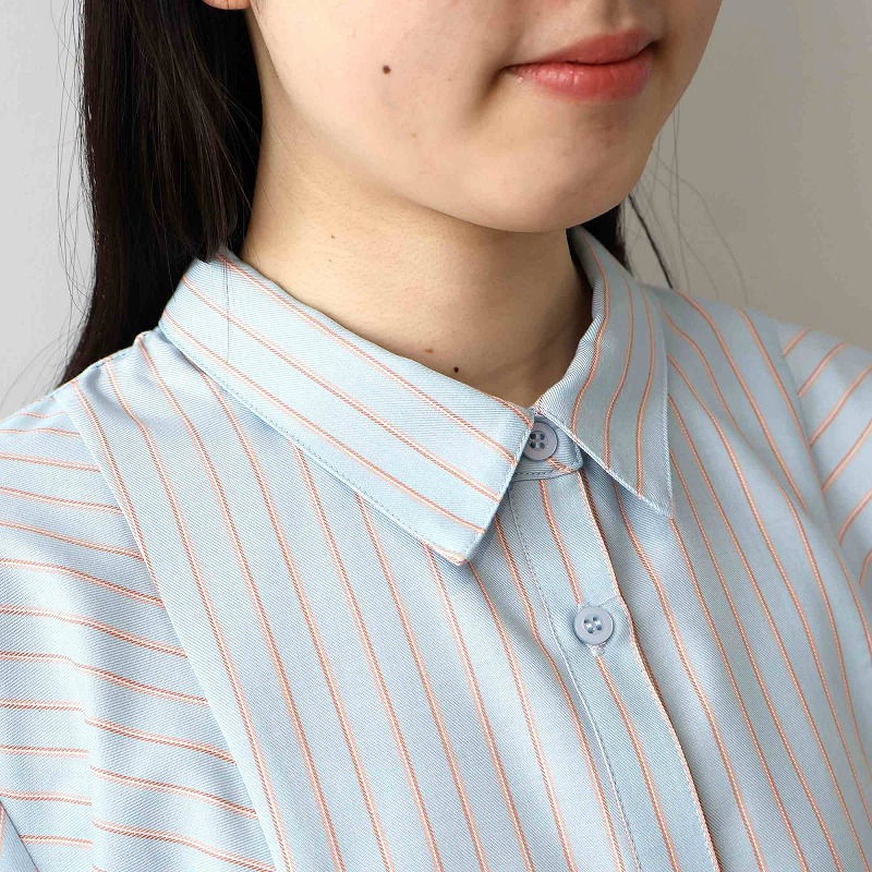 ソフトビエラストライプ切替えシャツ LL/3L/4L/5L MB mint breezeミントブリーズ12