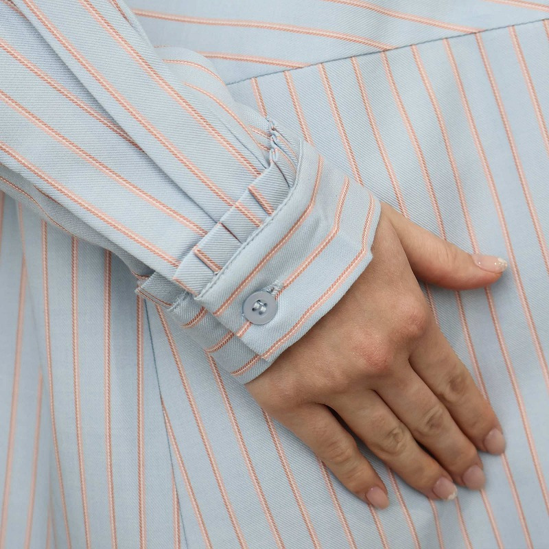 ソフトビエラストライプ切替えシャツ LL/3L/4L/5L MB mint breezeミントブリーズ13