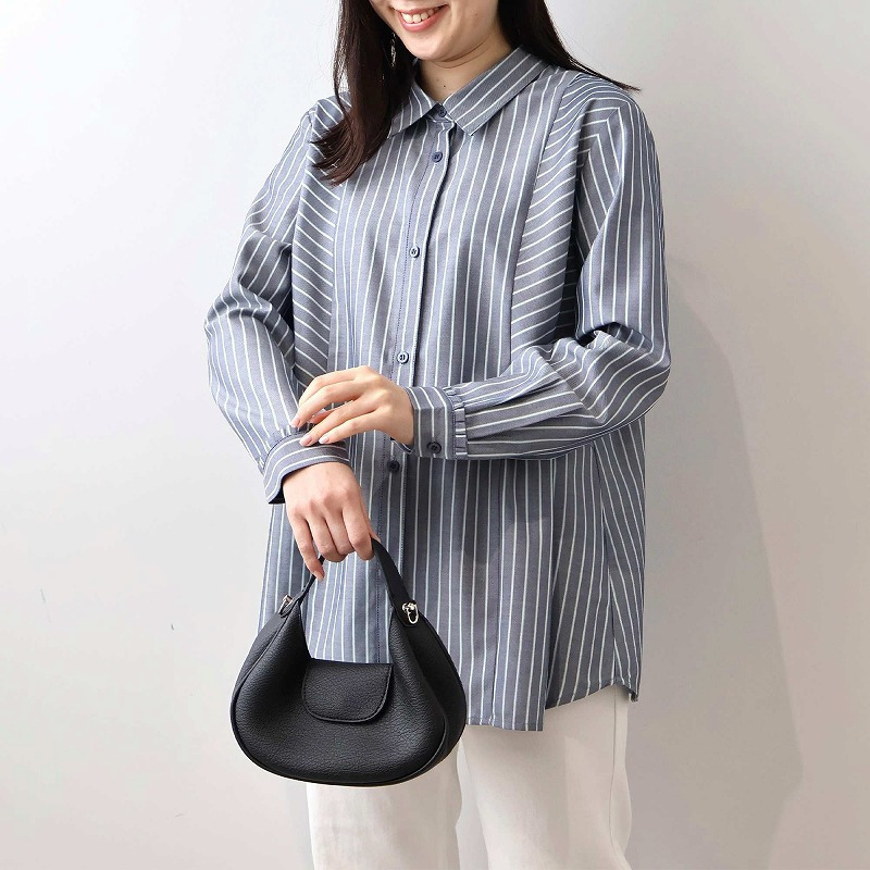 ソフトビエラストライプ切替えシャツ LL/3L/4L/5L MB mint breezeミントブリーズ3