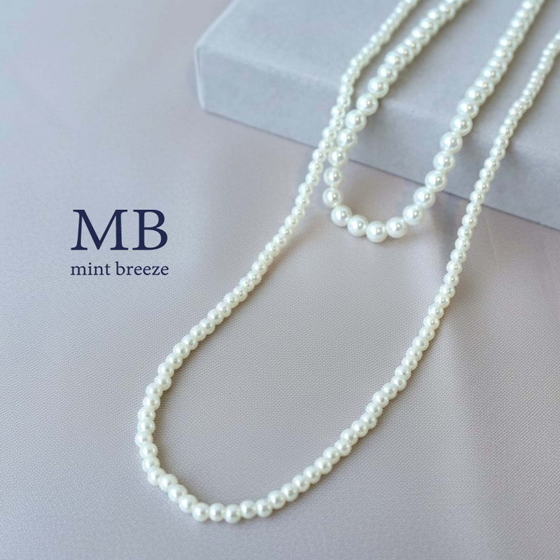 パール2連ネックレス きれいめ MB mintbreeze エムビーミントブリーズ
