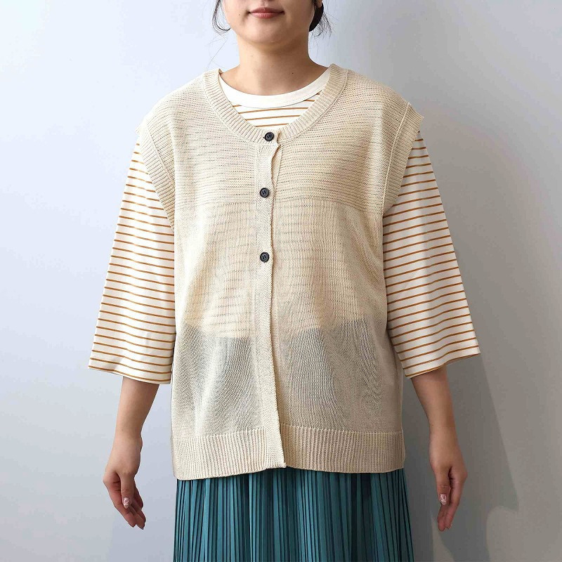 リネンライク2WAYニットベスト LL/3L/4L/5L MB mint breezeミントブリーズ12
