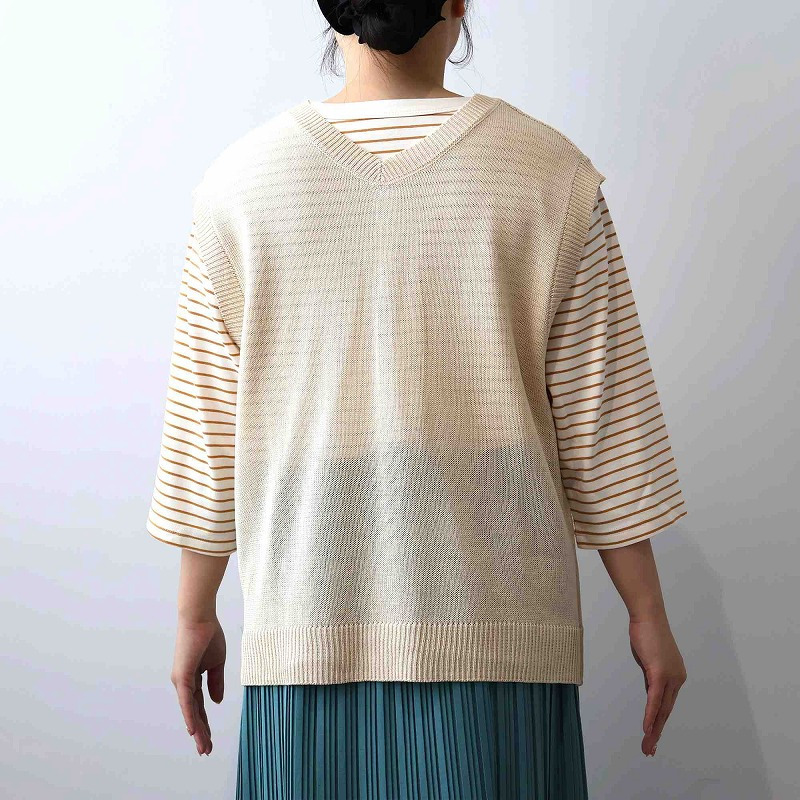 リネンライク2WAYニットベスト LL/3L/4L/5L MB mint breezeミントブリーズ14