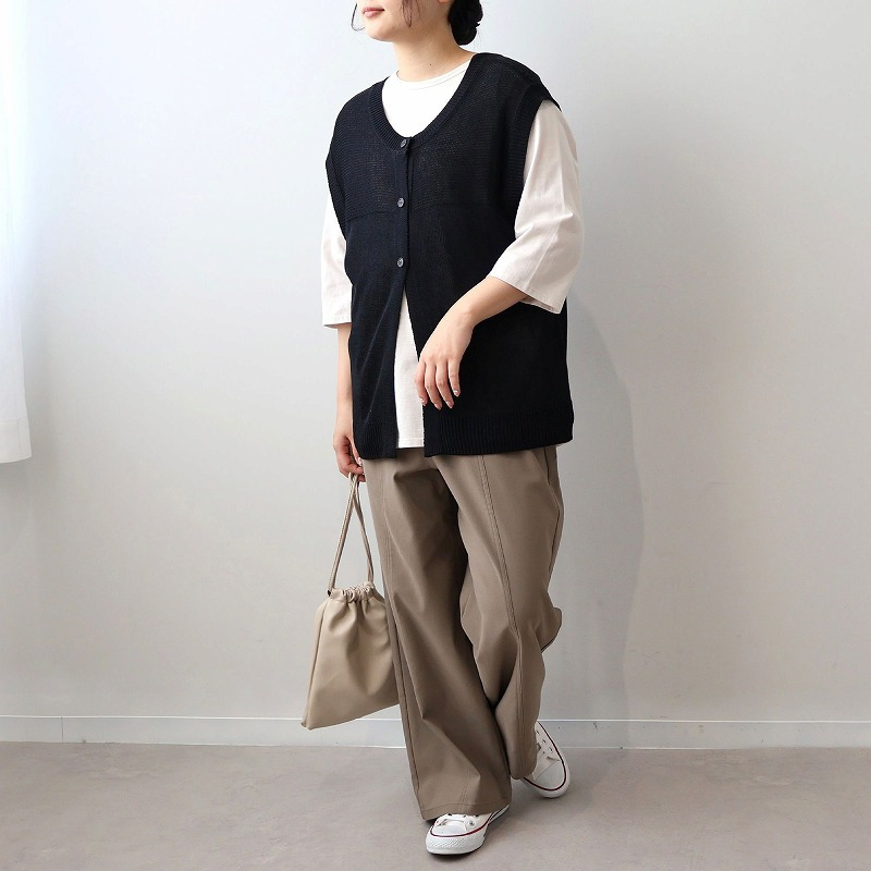 リネンライク2WAYニットベスト LL/3L/4L/5L MB mint breezeミントブリーズ4