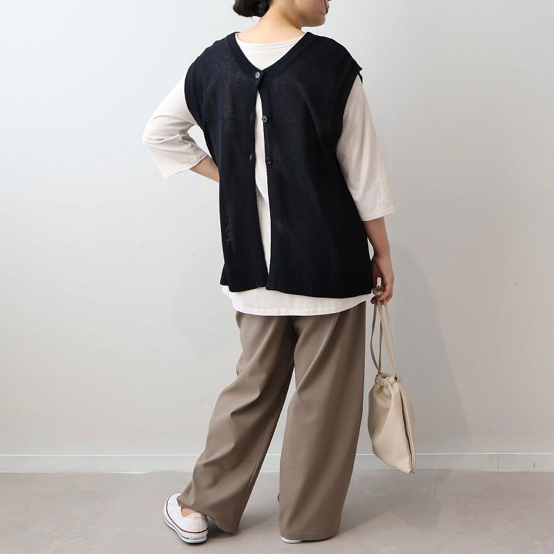 リネンライク2WAYニットベスト LL/3L/4L/5L MB mint breezeミントブリーズ8