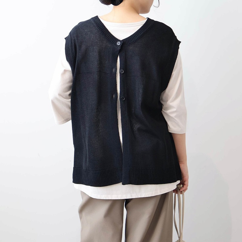 リネンライク2WAYニットベスト LL/3L/4L/5L MB mint breezeミントブリーズ9