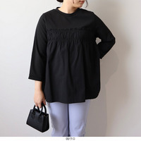 【タイムセール】レイヤード風 シャーリング カットソー LL/3L/4L/5L MB mint breezeミントブリーズ