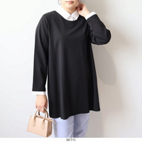 シャツ レイヤード風 チュニックカットソー LL/3L/4L/5L MB mint breezeミントブリーズ