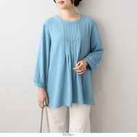 エステルビンテージ フロントタック ブラウス LL/3L/4L/5L MB mint breezeミントブリーズ