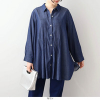 【WEB/一部店舗限定】デニムチュニックブラウス　LL/3L/4L/5L/6LMB mint breezeミントブリーズ