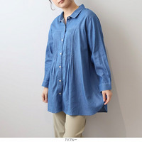 【WEB/一部店舗限定】デニムチュニックブラウス　LL/3L/4L/5L/6LMB mint breezeミントブリーズ
