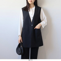 【タイムセール】リネンライク ジレ ベスト LL/3L/4L/5L MB mint breezeミントブリーズ