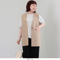 リネンライク ジレ ベスト LL/3L/4L/5L MB mint breezeミントブリーズ