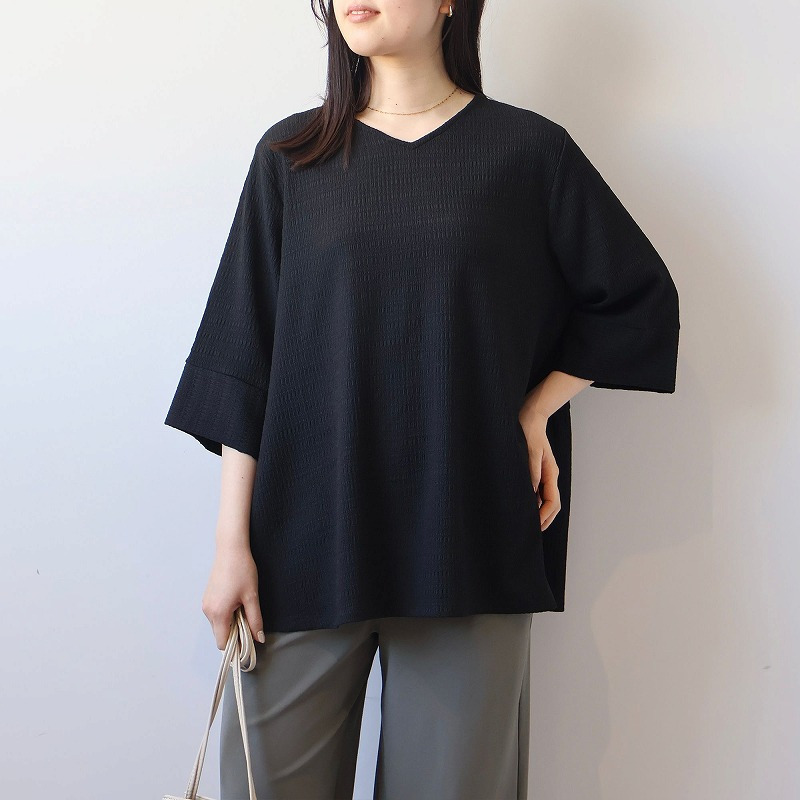 【WEB/一部店舗限定】Vネック バックギャザーカットソー LL/3L/4L/5L/6L MB mint breezeミントブリーズ4