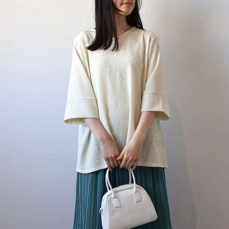 【WEB/一部店舗限定】Vネック バックギャザーカットソー LL/3L/4L/5L/6L MB mint breezeミントブリーズ8