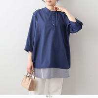 【タイムセール】【WEB/一部店舗限定】フリル使いバンドカラーブラウス LL/3L/4L/5L/6L  MB mint breezeミントブリーズ