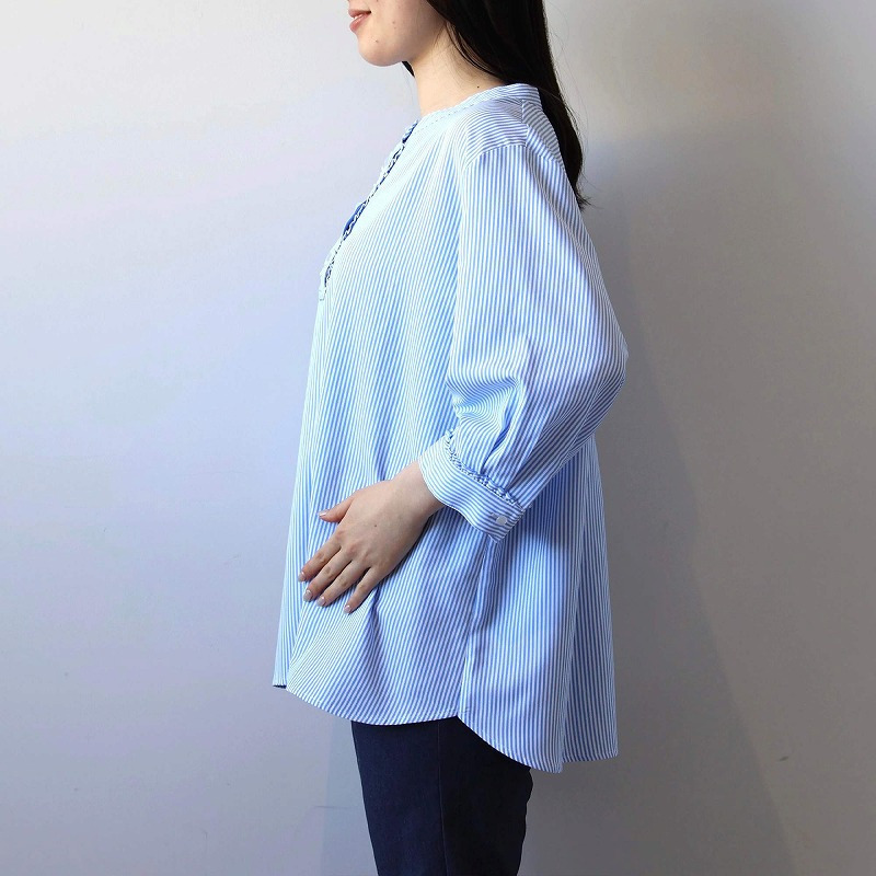 【WEB/一部店舗限定】フリル使いバンドカラーブラウス LL/3L/4L/5L/6L MB mint breezeミントブリーズ13