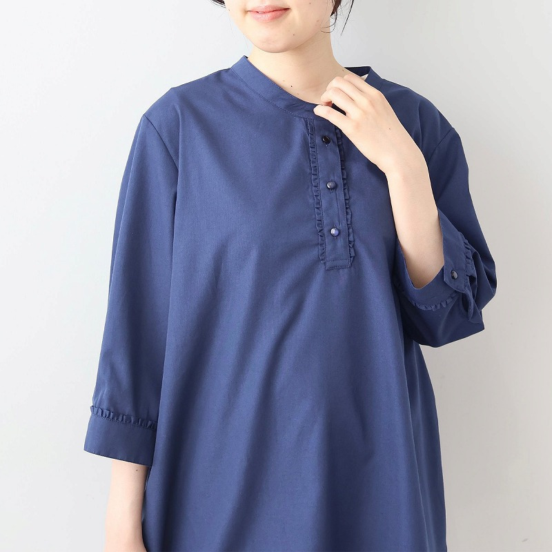 【WEB/一部店舗限定】フリル使いバンドカラーブラウス LL/3L/4L/5L/6L MB mint breezeミントブリーズ4