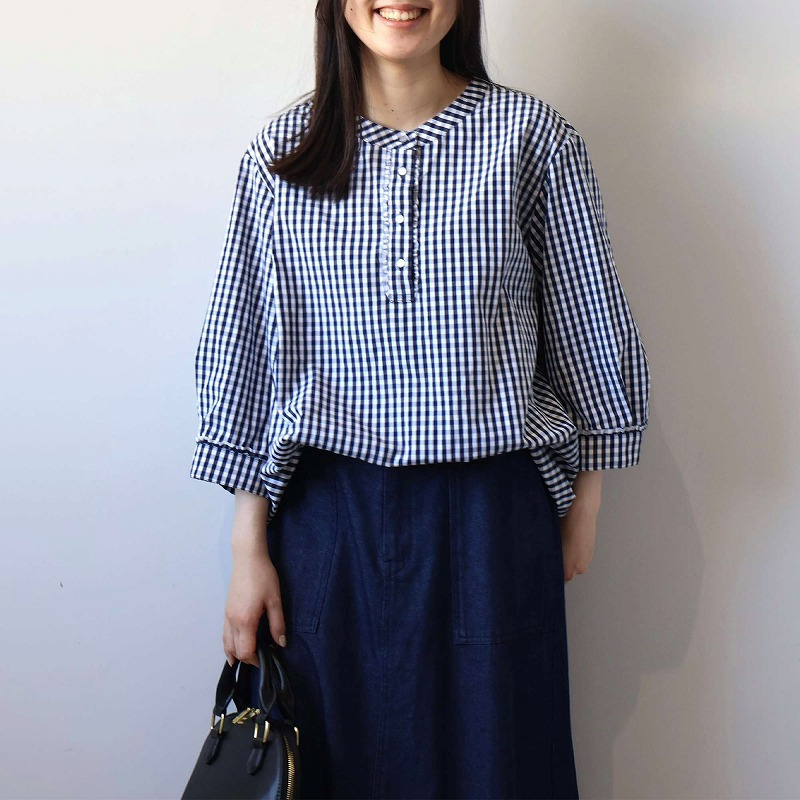 【WEB/一部店舗限定】フリル使いバンドカラーブラウス LL/3L/4L/5L/6L MB mint breezeミントブリーズ8