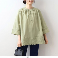 裾刺しゅうブラウ スLL/3L/4L/5L/6l MB mint breezeミントブリーズ