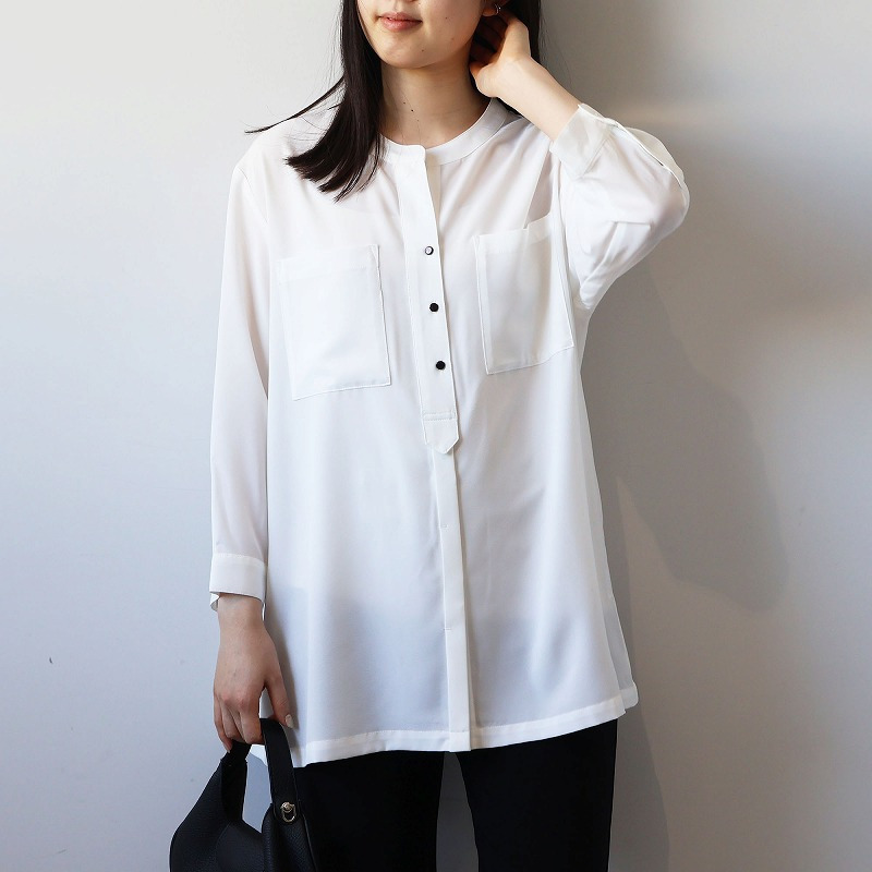 バンドカラーWポケットシャツ4