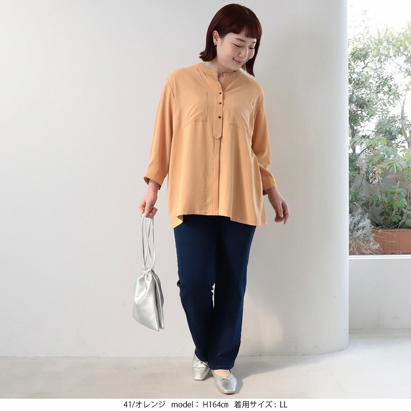 バンドカラーWポケットシャツ5