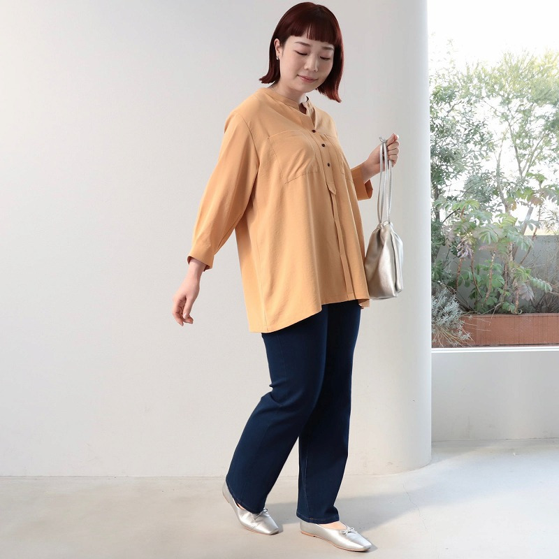 バンドカラーWポケットシャツ7