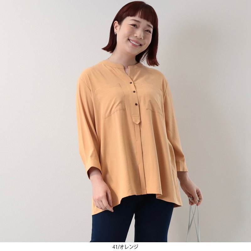 バンドカラーWポケットシャツ1