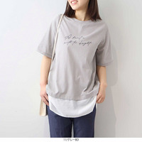 レイヤード風 ロゴプリント Tシャツ カットソー LL/3L/4L/5L MB mint breezeミントブリーズ