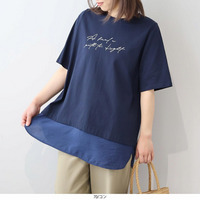 レイヤード風 ロゴプリント Tシャツ カットソー LL/3L/4L/5L MB mint breezeミントブリーズ