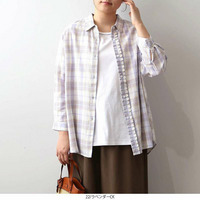 【UVカット・接触冷感】フリルデザイン シャツ ブラウス LL/3L/4L/5L MB mint breezeミントブリーズ