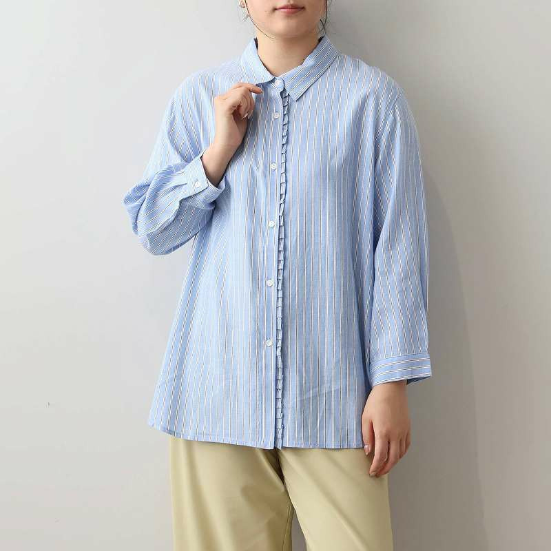 【UVカット・接触冷感】フリルデザイン シャツ ブラウス LL/3L/4L/5L MB mint breezeミントブリーズ11