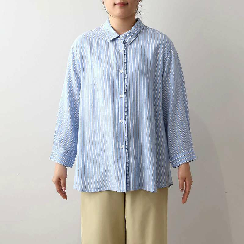 【UVカット・接触冷感】フリルデザイン シャツ ブラウス LL/3L/4L/5L MB mint breezeミントブリーズ12