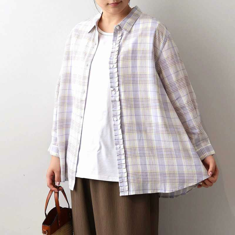 【UVカット・接触冷感】フリルデザイン シャツ ブラウス LL/3L/4L/5L MB mint breezeミントブリーズ3