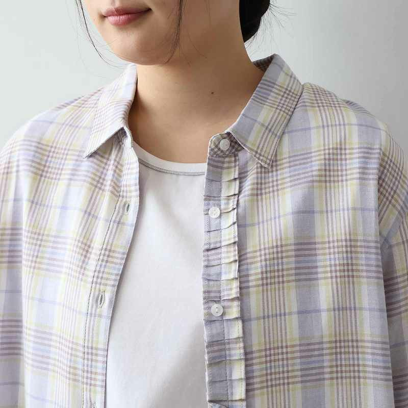 【UVカット・接触冷感】フリルデザイン シャツ ブラウス LL/3L/4L/5L MB mint breezeミントブリーズ5