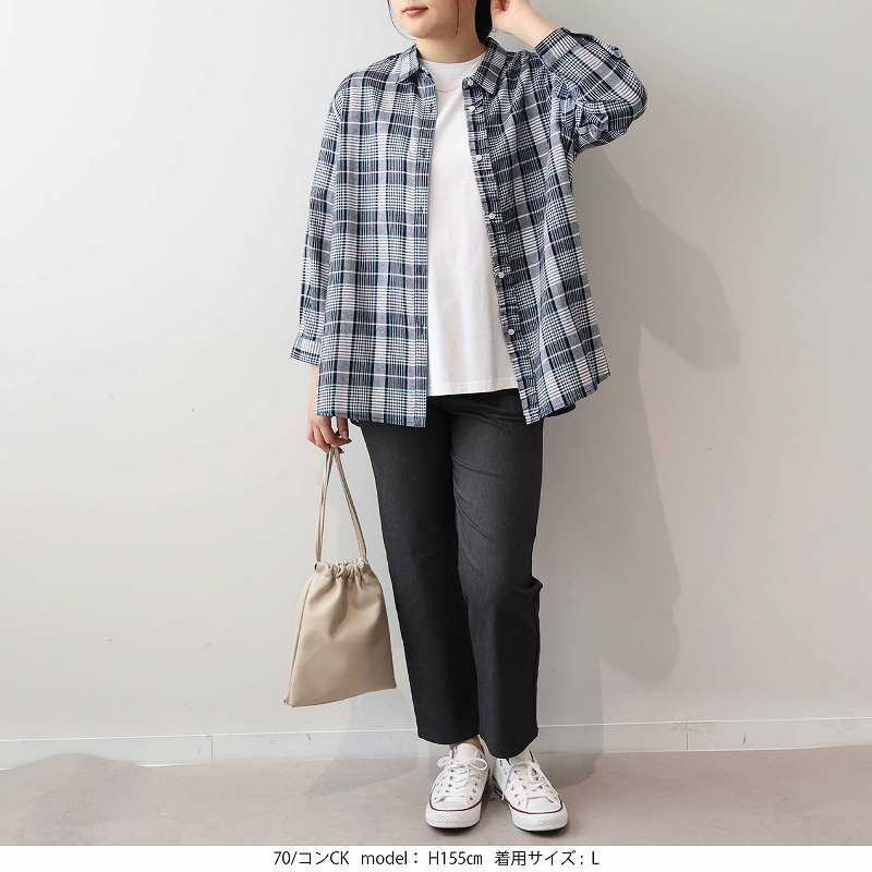 【UVカット・接触冷感】フリルデザイン シャツ ブラウス LL/3L/4L/5L MB mint breezeミントブリーズ6