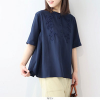 コード刺しゅうバンドカラーシャツ LL/3L/4L/5L/6L MB mint breezeミントブリーズ