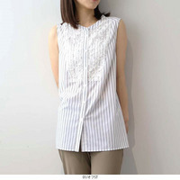 フロントレース ノースリーブ ブラウス LL/3L/4L/5L/6L MB mint breezeミントブリーズ