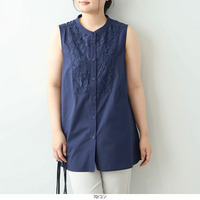 フロントレース ノースリーブ ブラウス LL/3L/4L/5L/6L MB mint breezeミントブリーズ