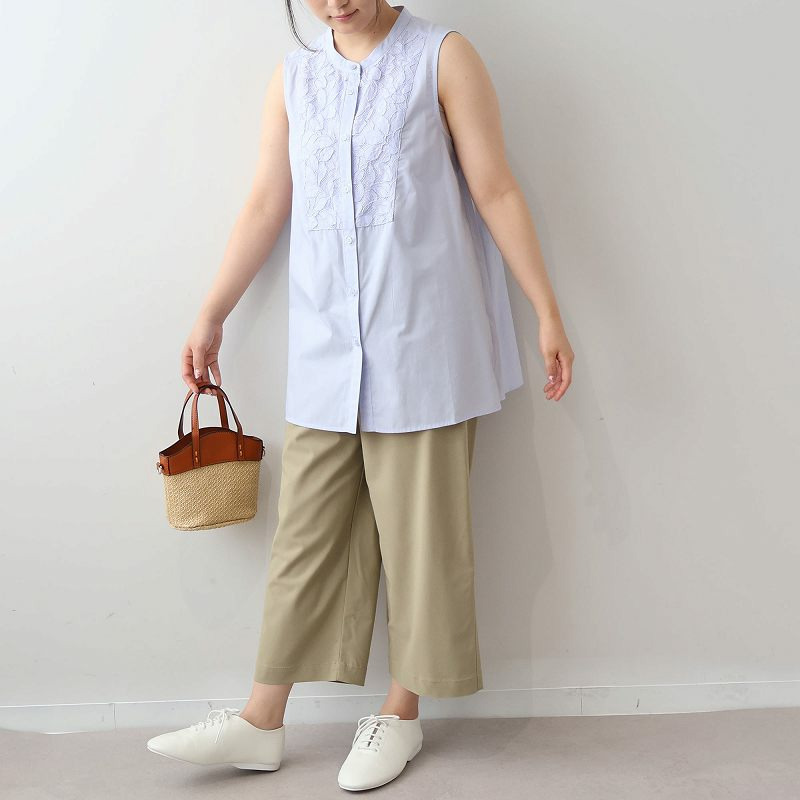 フロントレース ノースリーブ ブラウス LL/3L/4L/5L/6L MB mint breezeミントブリーズ10